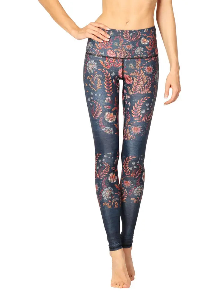 YOGA DEMOCRACY Festival Denim Printed Yoga Leggings