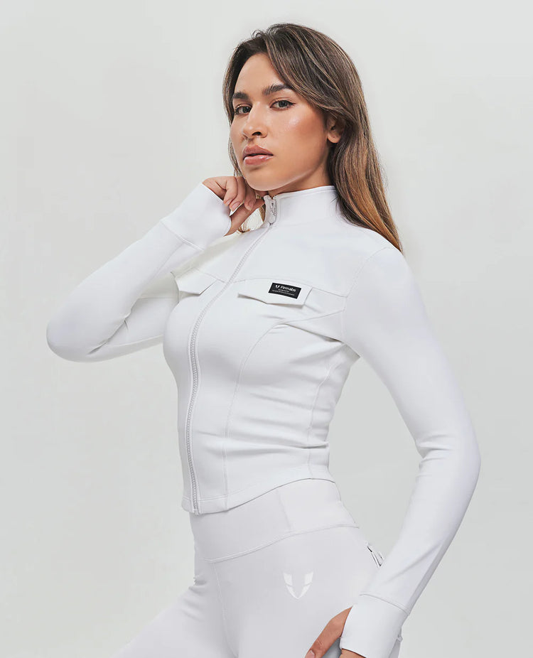 CROPPED CARGO JACKET - WHITE