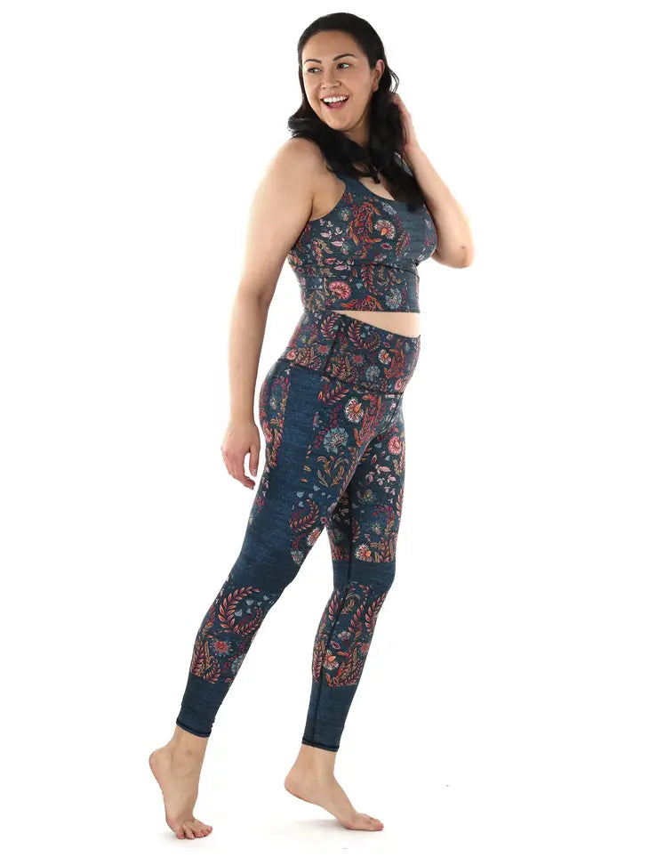 YOGA DEMOCRACY Festival Denim Printed Yoga Leggings