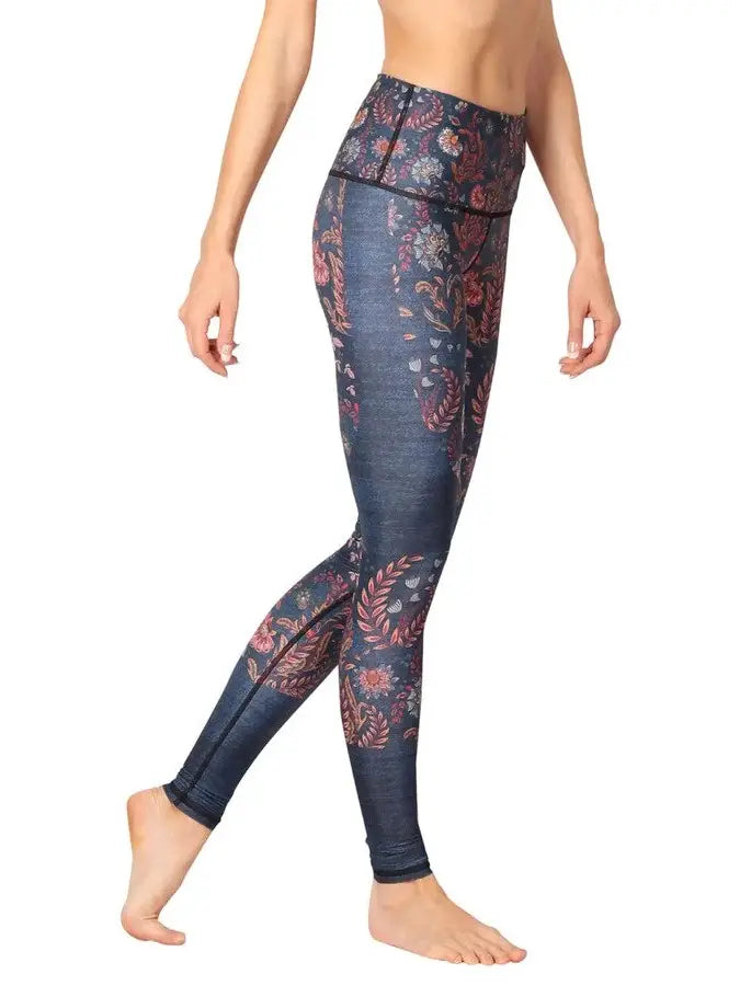 YOGA DEMOCRACY Festival Denim Printed Yoga Leggings