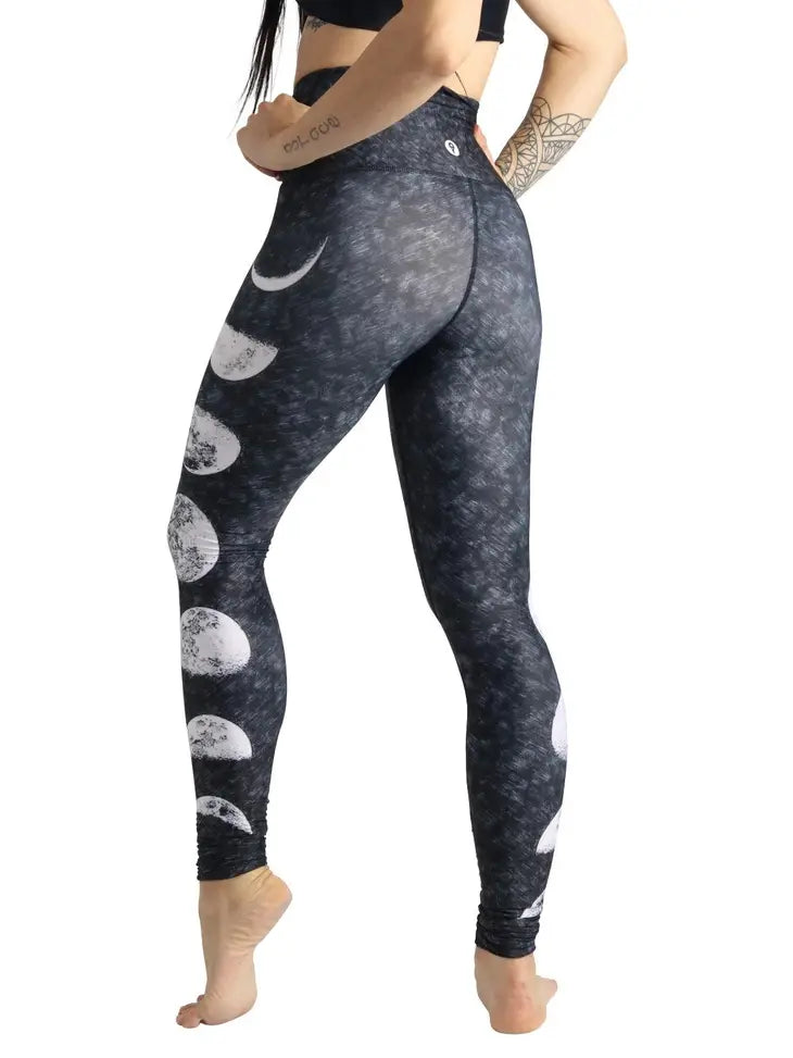 YOGA DEMOCRACY Just a Dark Moon Phase Printed Yoga Leggings