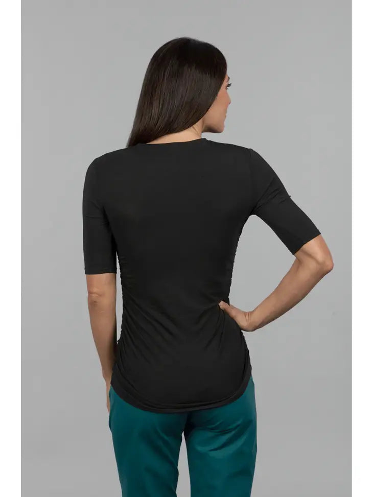 KiraGrace Ruched Elbow Sleeve Tee