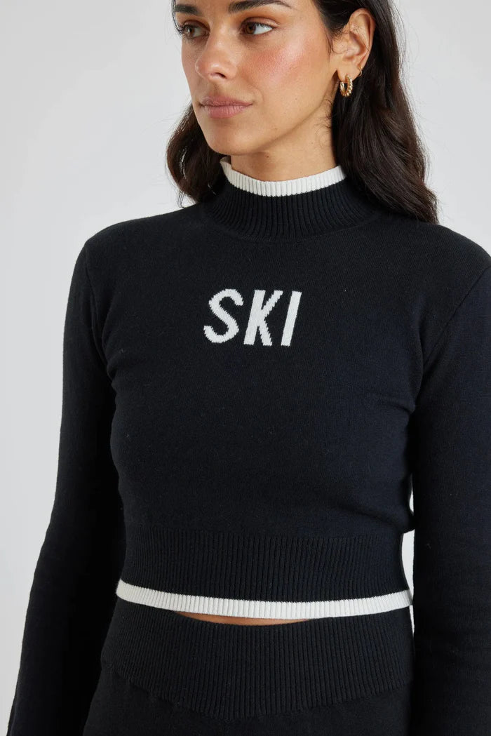 YEAR SKI BELL SLEEVE SWEATER CROP OURS