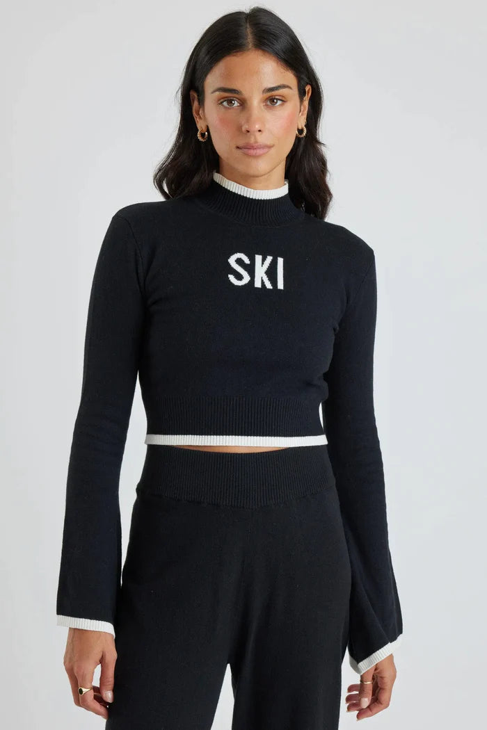 YEAR SKI BELL SLEEVE SWEATER CROP OURS