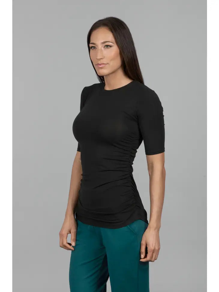 KiraGrace Ruched Elbow Sleeve Tee