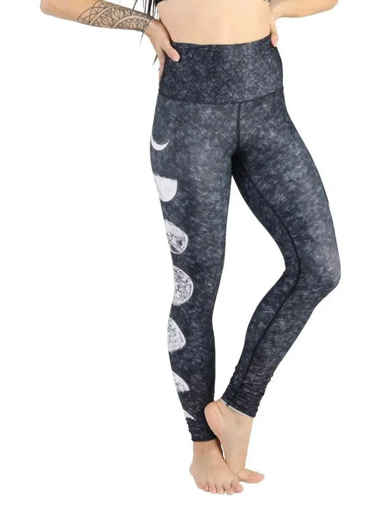 YOGA DEMOCRACY Just a Dark Moon Phase Printed Yoga Leggings