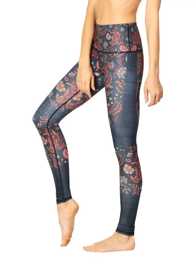 YOGA DEMOCRACY Festival Denim Printed Yoga Leggings