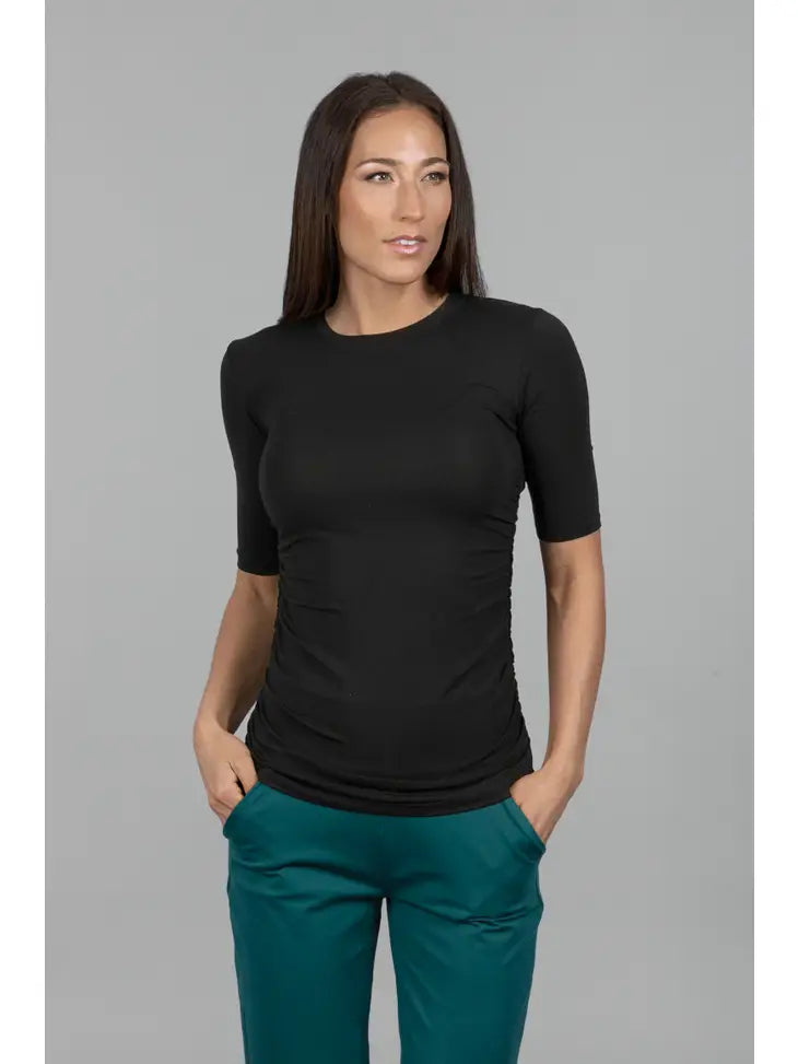 KiraGrace Ruched Elbow Sleeve Tee