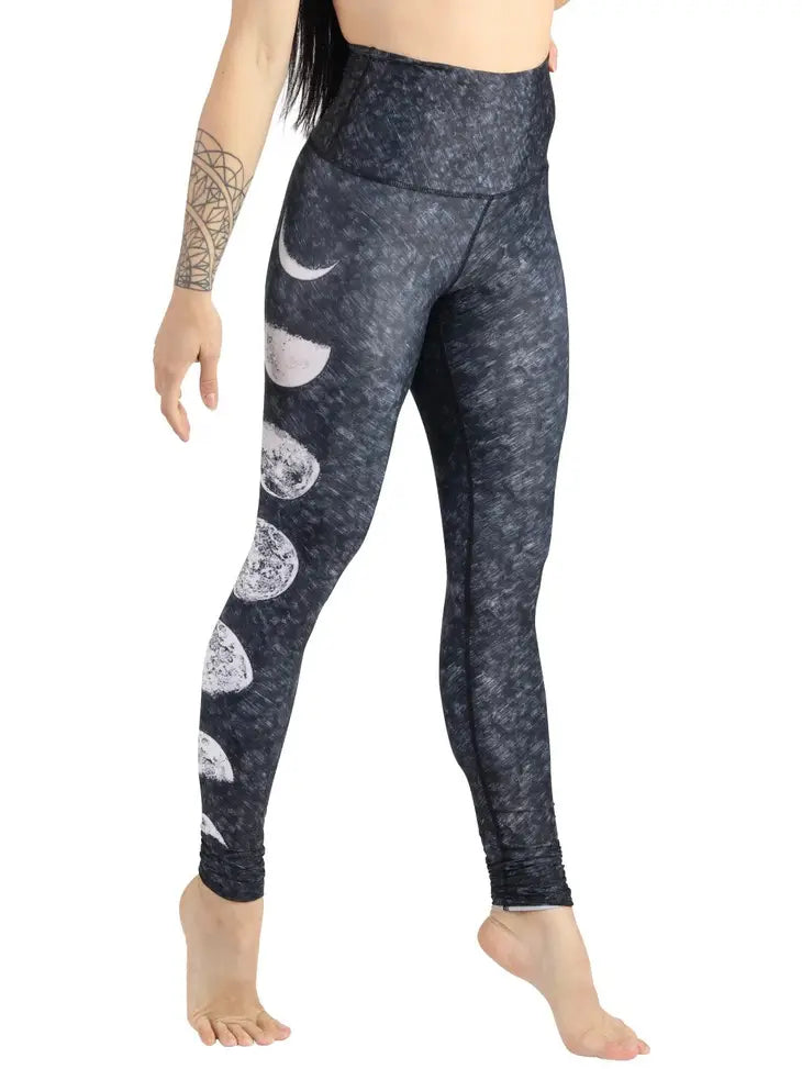 YOGA DEMOCRACY Just a Dark Moon Phase Printed Yoga Leggings