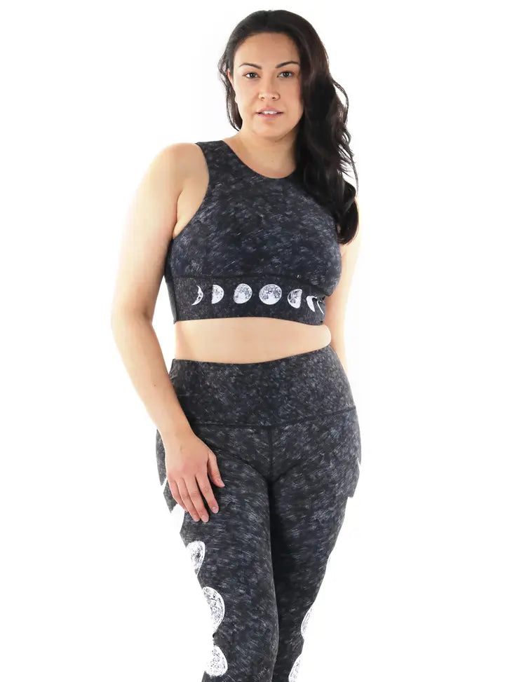 YOGA DEMOCRACY Just a Dark Moon Phase Printed Yoga Leggings